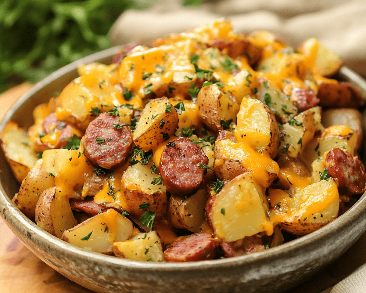 Cheesy Ranch Potatoes and Smoked Sausage