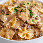 Creamy Beef and Bowtie Pasta