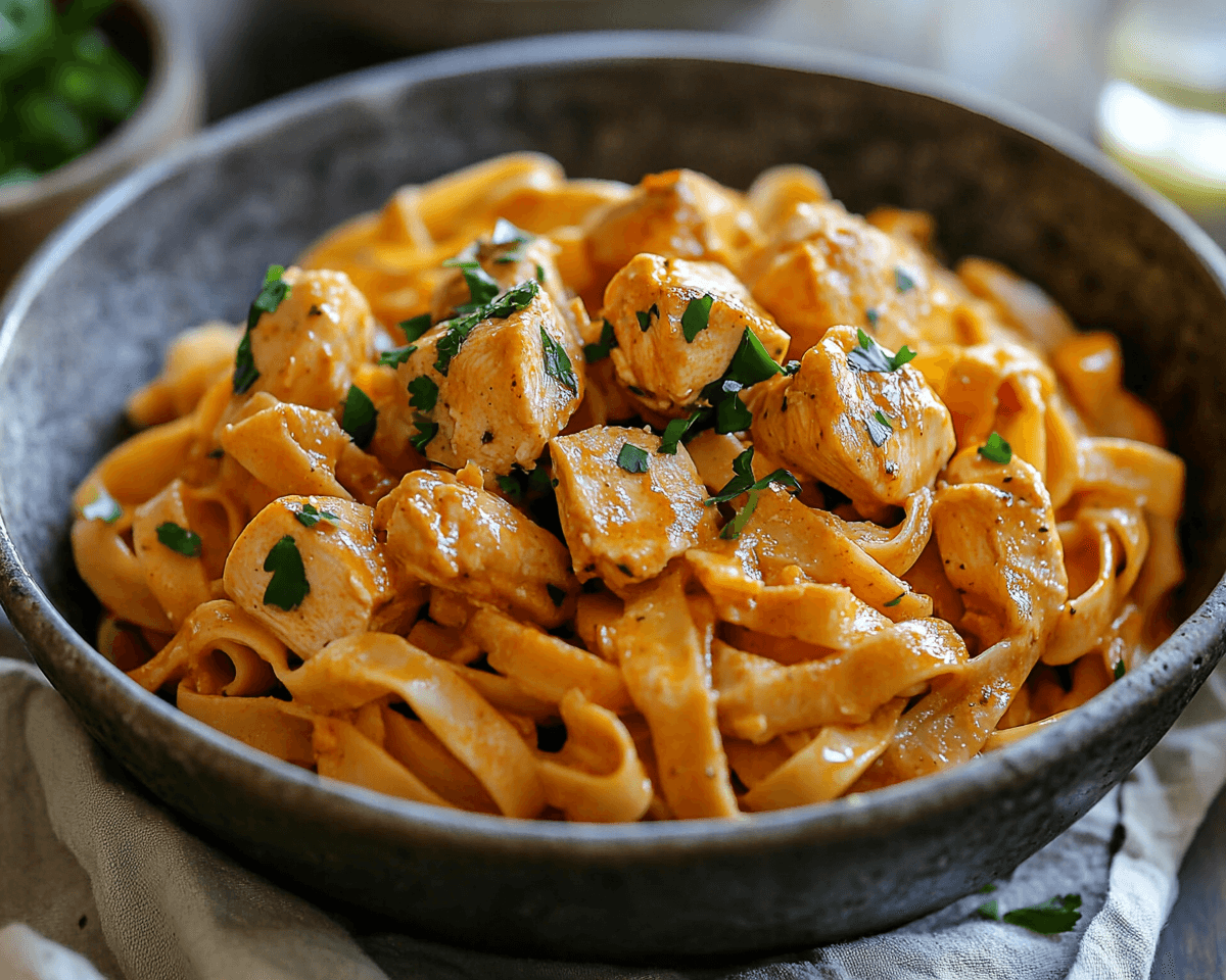 butter chicken and noodles