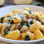 Creamy Pumpkin Gnocchi with Spinach and Sausage