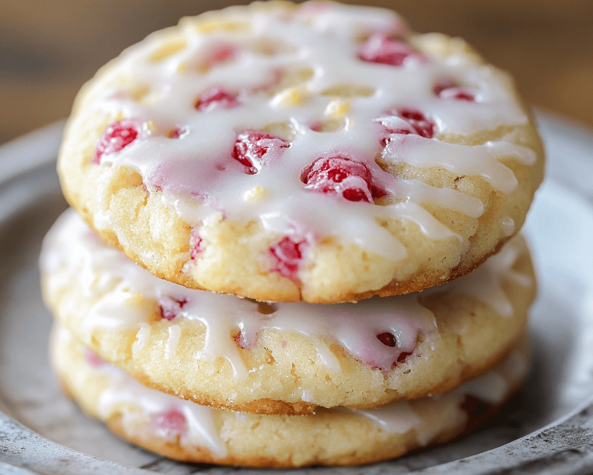 Lemon Raspberry Cookies with Lemon Glaze